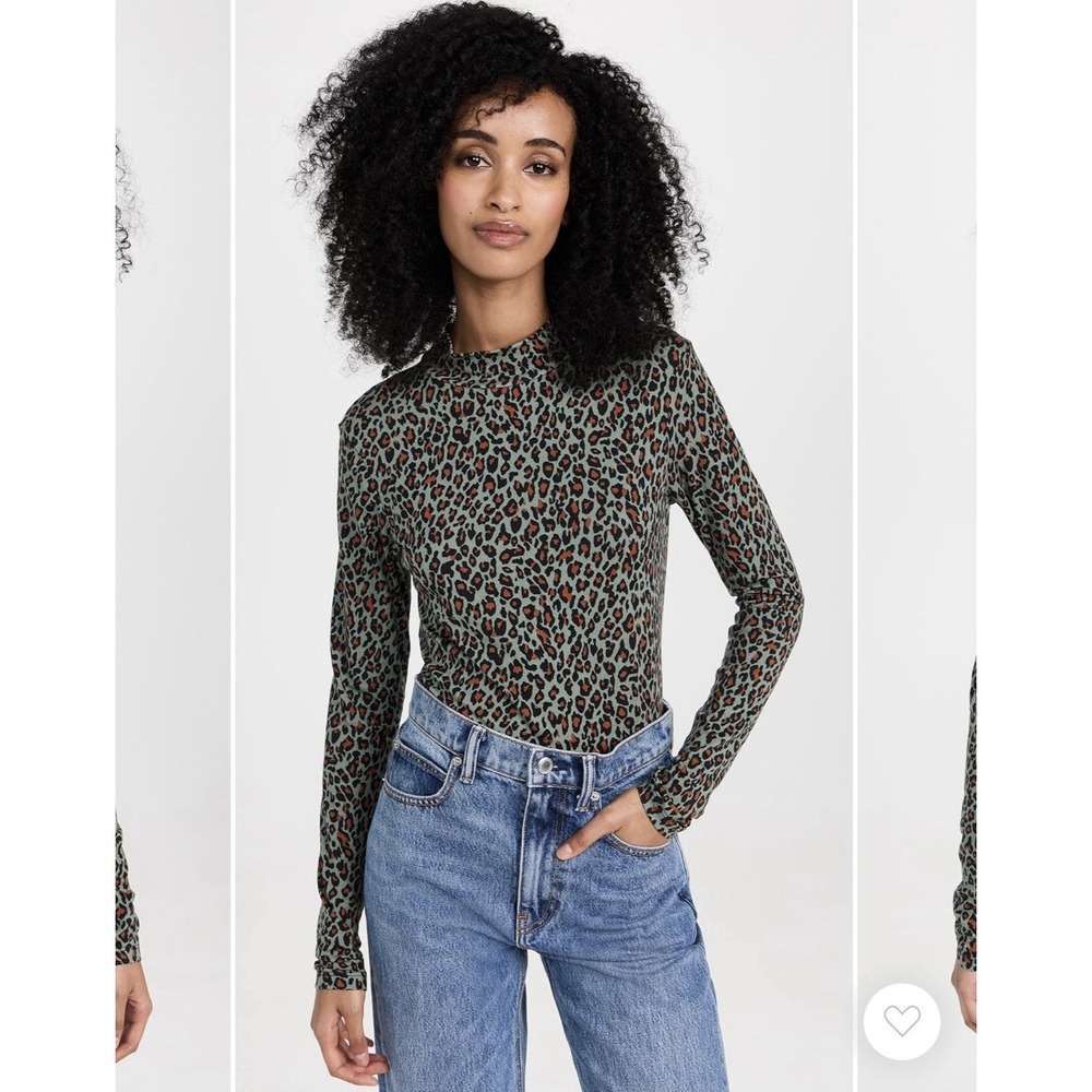 Scotch & Soda Womens Animal Print Long Sleeve Mock Neck Top Small All Over Print